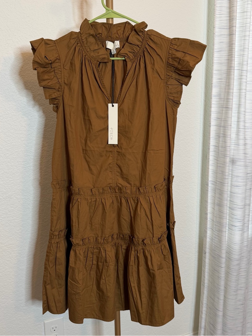 Pinch Tiered Ruffle Sleeve Dress